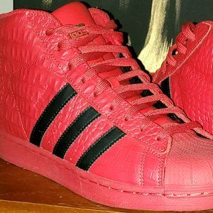 Red shoe black stripes adidas pro model, Adidas Shell Toe, adidas superstar